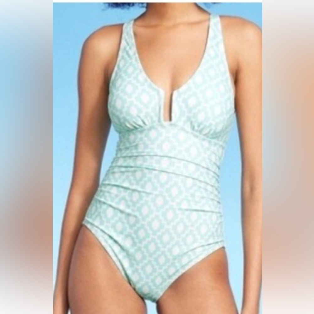 Shade & Shore Mint Geometric One Piece Swimsuit